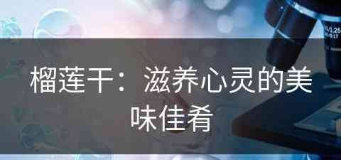 榴莲干：滋养心灵的美味佳肴
